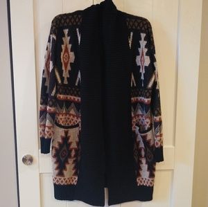 F21 Tribal Print Shawl Cardigan